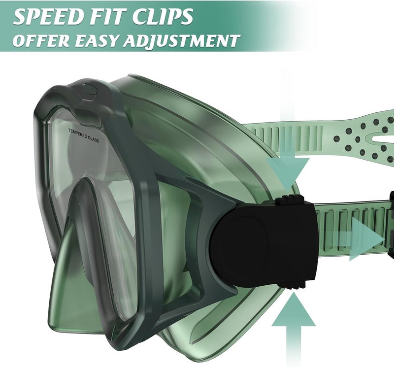 ACQCES Snorkeling Gear for Adults, Dry Top Snorkel Mask Set 2 Pack Scuba Diving Mask Snorkel Gear Anti Fog Snorkeling Packages Tempered Glass Panoramic View Nose Cover - Image 5